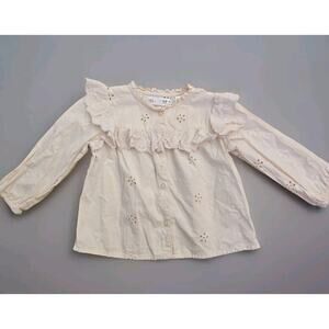 Zara Baby Girl Blouse - Light Pink Eyelet Ruffles Fall Spring Floral Size12-18mo